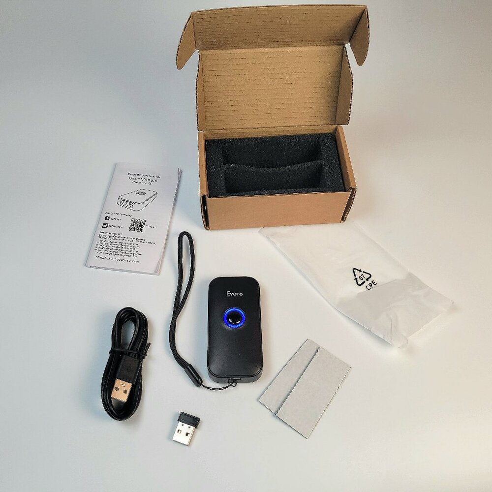 EYOYO 1D Bluetooth Barcode Scanner EY-009L -USB Charger - Bar Code Book Scanning